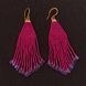 Pink Purple Fringe Earrings, Long Beaded Tassel Jewelry