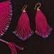 Pink Purple Fringe Earrings, Long Beaded Tassel Jewelry