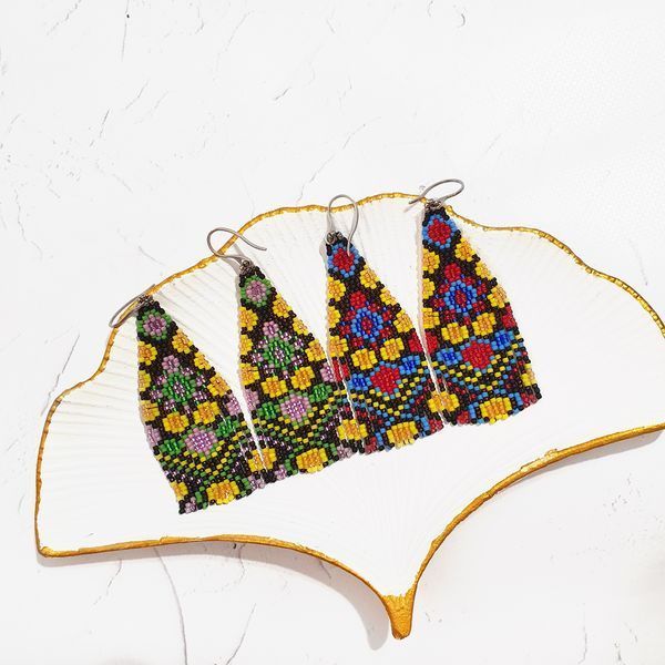 Colorful Seed Bead Earrings, Handmade Boho Chic Jewelry