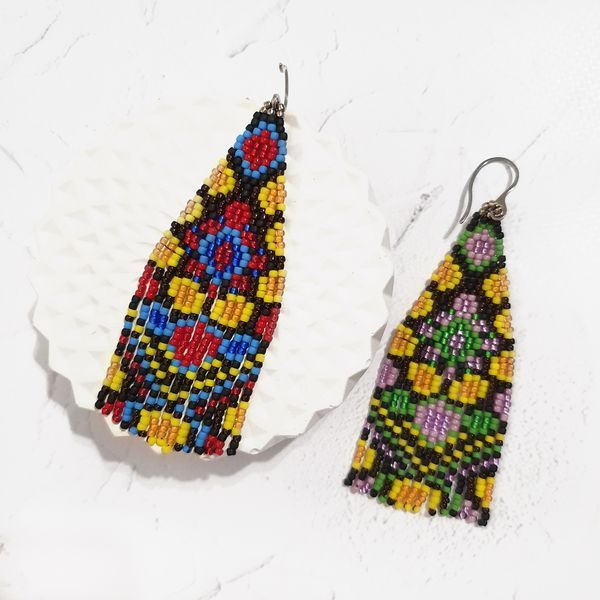 Colorful Seed Bead Earrings, Handmade Boho Chic Jewelry