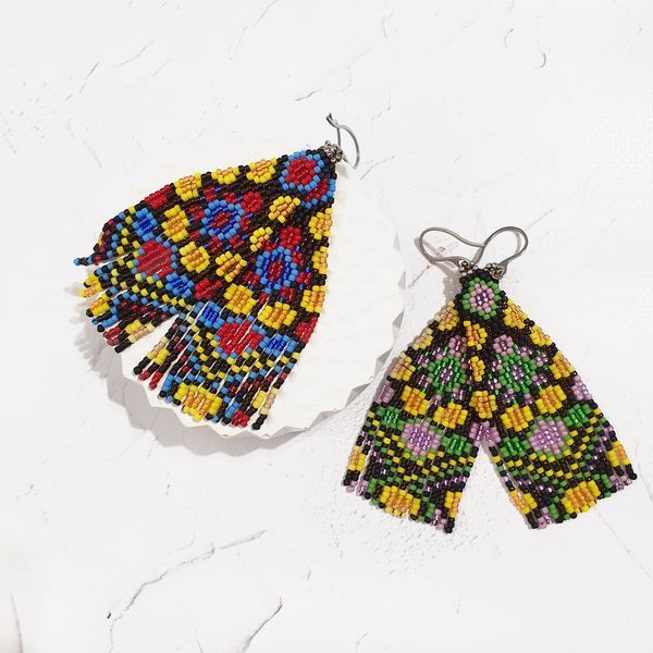 Colorful Seed Bead Earrings, Handmade Boho Chic Jewelry