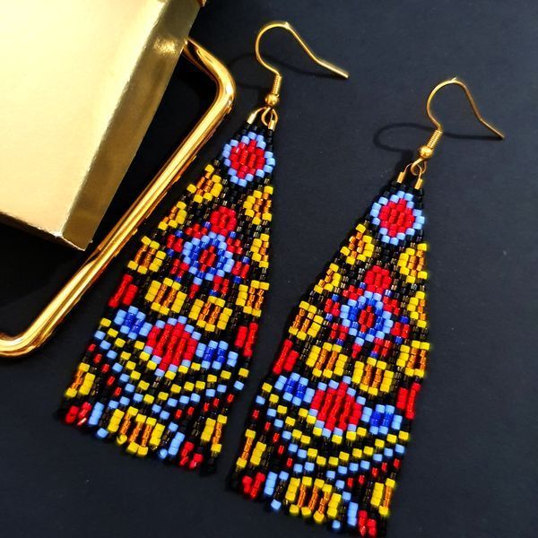 Colorful Seed Bead Earrings, Handmade Boho Chic Jewelry