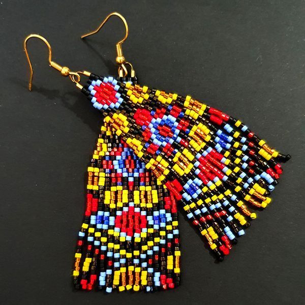 Colorful Seed Bead Earrings, Handmade Boho Chic Jewelry