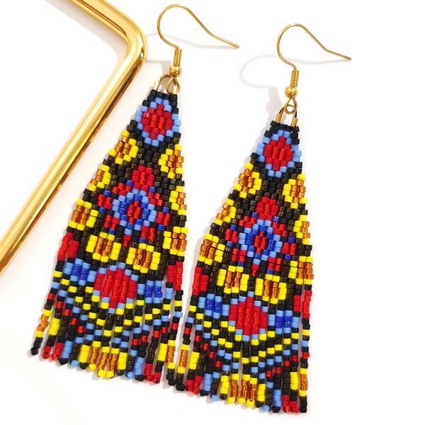 Colorful Seed Bead Earrings, Handmade Boho Chic Jewelry