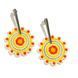 Seed Bead Flower Stud Earrings, White Yellow Floral Beaded, Orange Crystal Bicone Dangle Jewelry