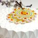 Seed Bead Flower Stud Earrings, White Yellow Floral Beaded, Orange Crystal Bicone Dangle Jewelry