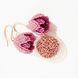 Pink Beaded Flower Earrings, Purple Crystal Accent, Stainless Steel Hooks