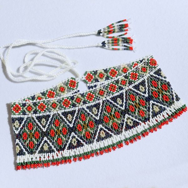 Colorful Ukrainian Statement Necklace, Handmade Ethnic Beaded Collar