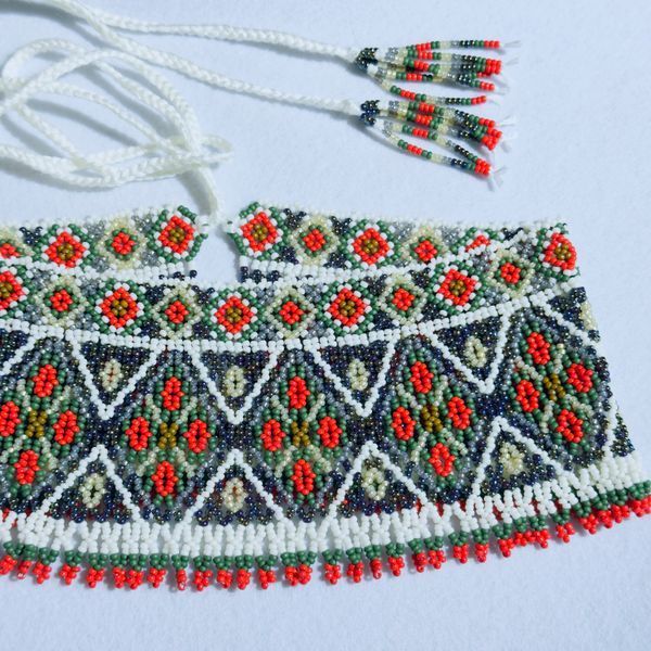Colorful Ukrainian Statement Necklace, Handmade Ethnic Beaded Collar