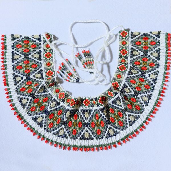 Colorful Ukrainian Statement Necklace, Handmade Ethnic Beaded Collar