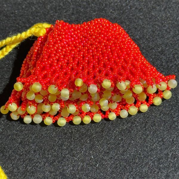 Ukrainian Sylyanka Red Necklace, Handmade Gerdan Choker with Yellow Agate