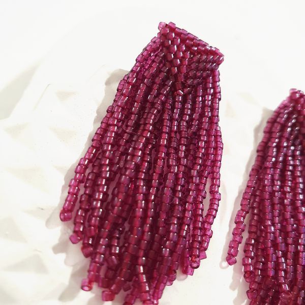 Bordo Miyuki Fringe Dainty Stud Earrings
