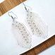 White Fringe Seed Bead Earrings, Stainless Steel Hooks, Casual Occasion Jewelry
