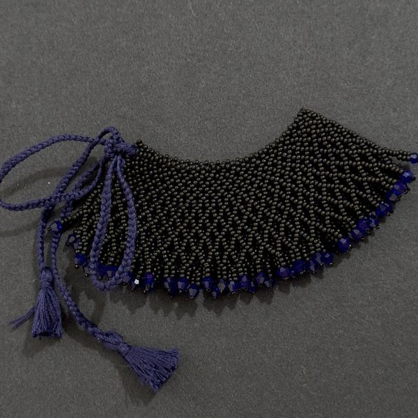 Czech Bead Folk Jewelry, Black Womens Necklace, Handmade Gerdan Choker