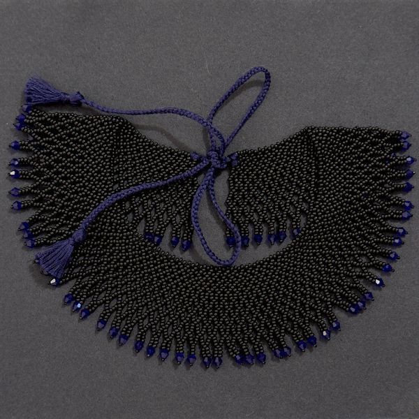 Czech Bead Folk Jewelry, Black Womens Necklace, Handmade Gerdan Choker