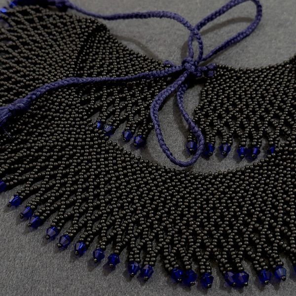 Czech Bead Folk Jewelry, Black Womens Necklace, Handmade Gerdan Choker