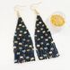 Black Earrings with Colorful Sparkle, Miyuki Seed Bead Long Dangle Jewelry