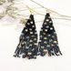 Black Earrings with Colorful Sparkle, Miyuki Seed Bead Long Dangle Jewelry