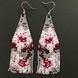 Cherry Blossom Beaded Earrings, Pink Floral Fringe Boho Jewelry