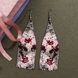 Cherry Blossom Beaded Earrings, Pink Floral Fringe Boho Jewelry
