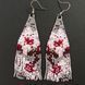 Cherry Blossom Beaded Earrings, Pink Floral Fringe Boho Jewelry