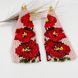 Red Poppy Beaded Fringe Earrings, Beige Floral Miyuki Dangle